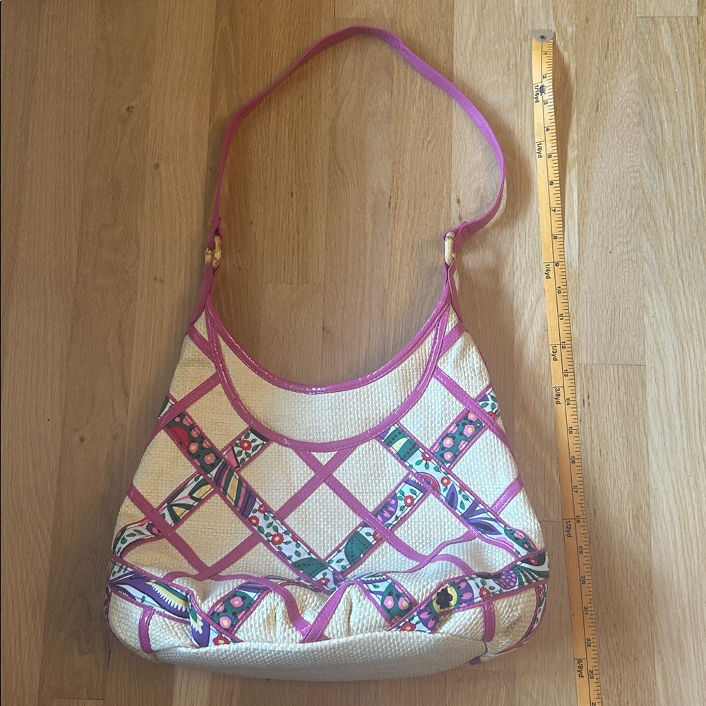 Vera Bradley Purse Viva La Vera Retired Rattan Straw Hobo Shoulder Bag Pink - Picture 3 of 16